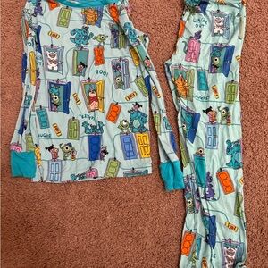 Little Sleepies Monster Print Pajama Set - Blue and Teal